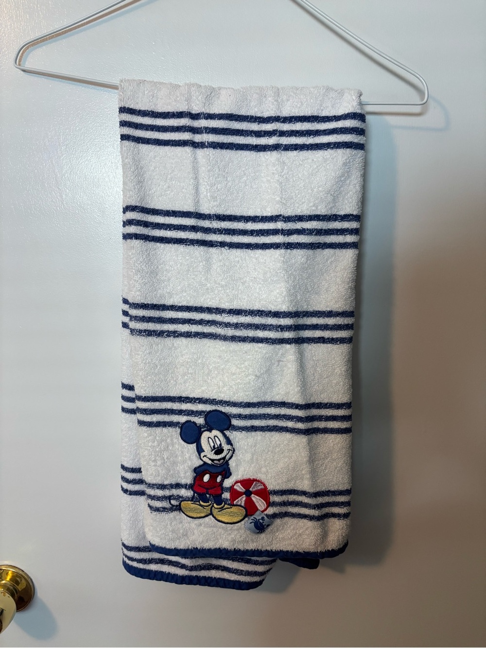 Vintage Y2K Disney Mickey Mouse Embroidered Summer Striped Beach Towel - Picture 1 of 3